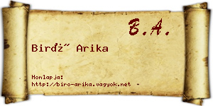 Biró Arika névjegykártya